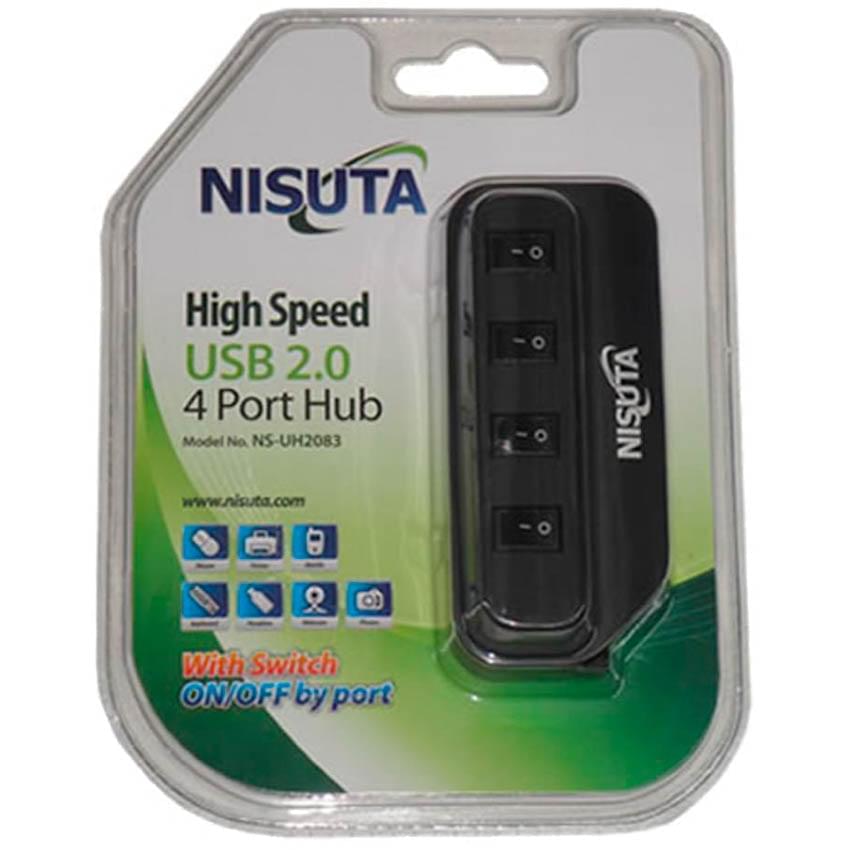Hub Usb 2.0 4 Puertos Con Switch Individuales Nisuta Ns-Uh2083